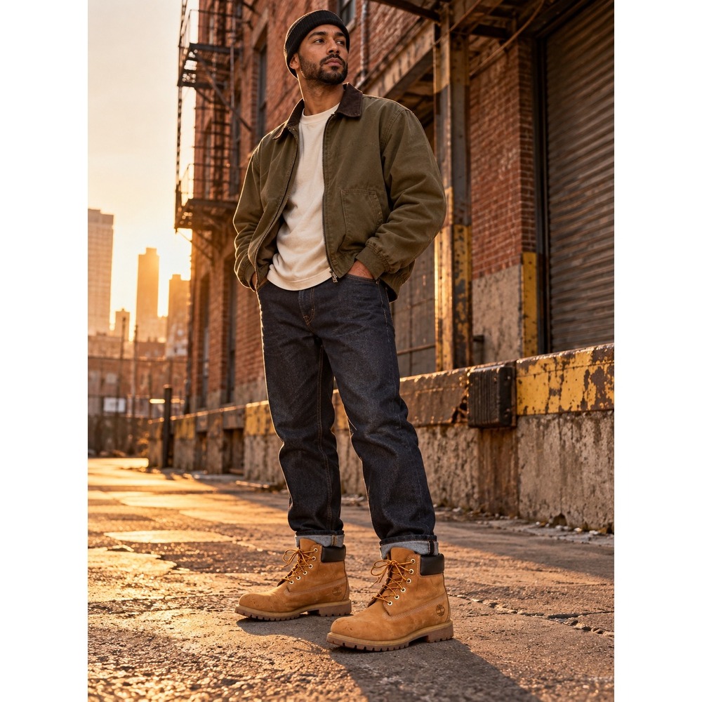 Timberland Mens 6 Inch Premium Wheat Nubuck Leather Work Boots Size 9 M Vintage